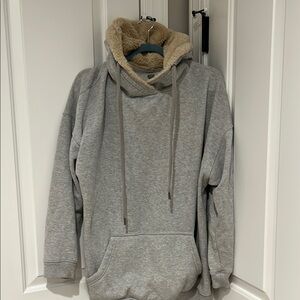 Gray Hoodie with Faux Fur Lining